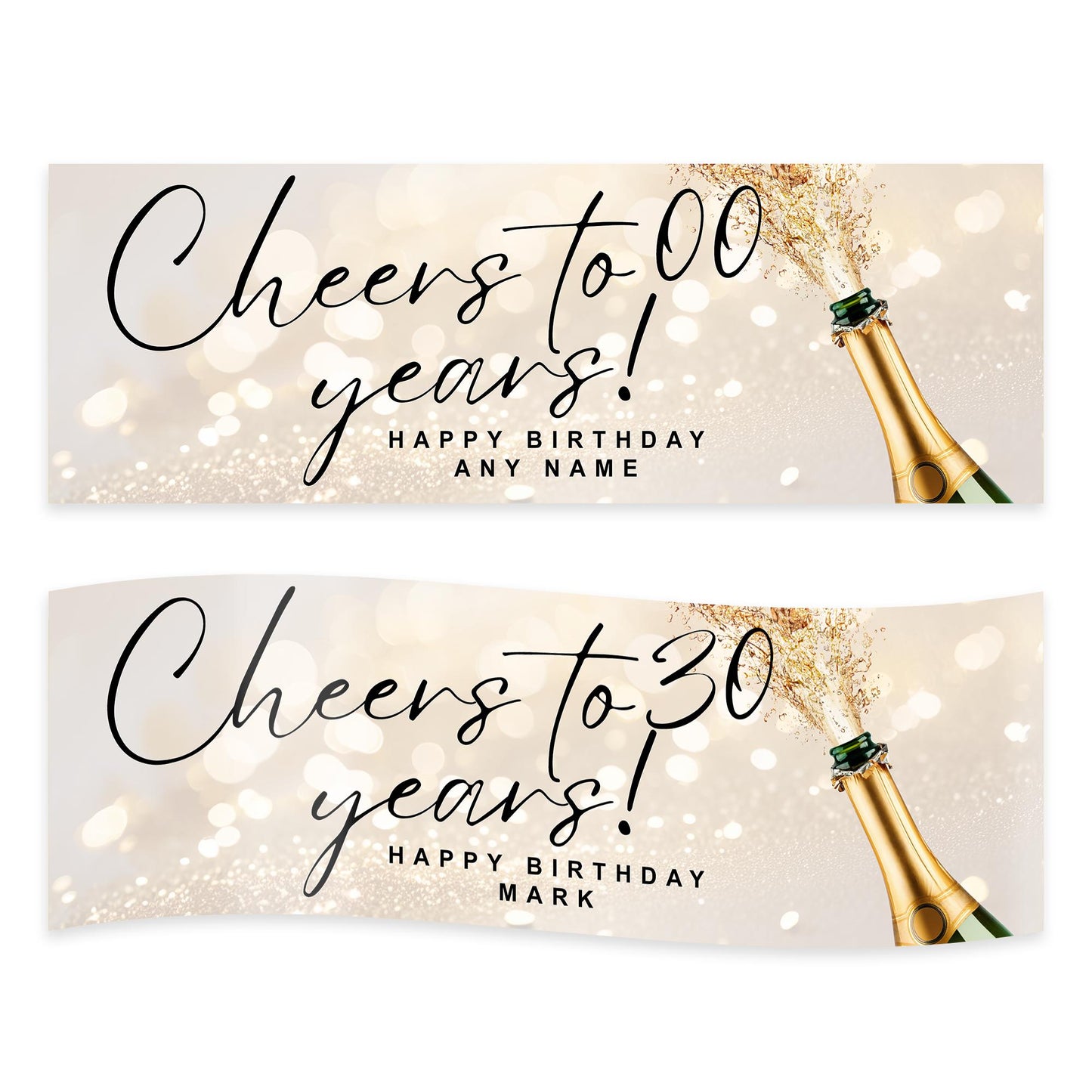Personalised Birthday Banner  Cheers to Years Champagne Bottle Party Decor  Custom Name  Birthday Decoration, 18th, 21st, 30th, 40th, 50th