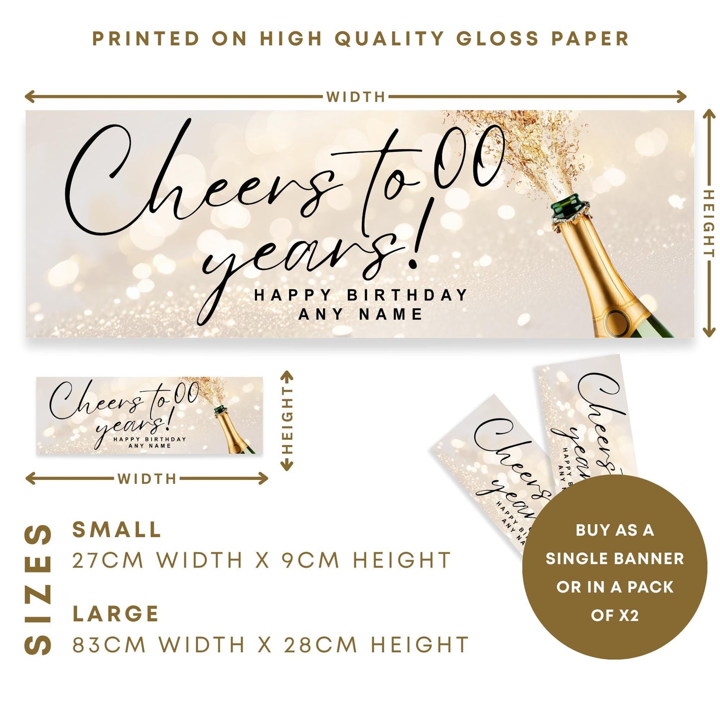 Personalised Birthday Banner  Cheers to Years Champagne Bottle Party Decor  Custom Name  Birthday Decoration, 18th, 21st, 30th, 40th, 50th