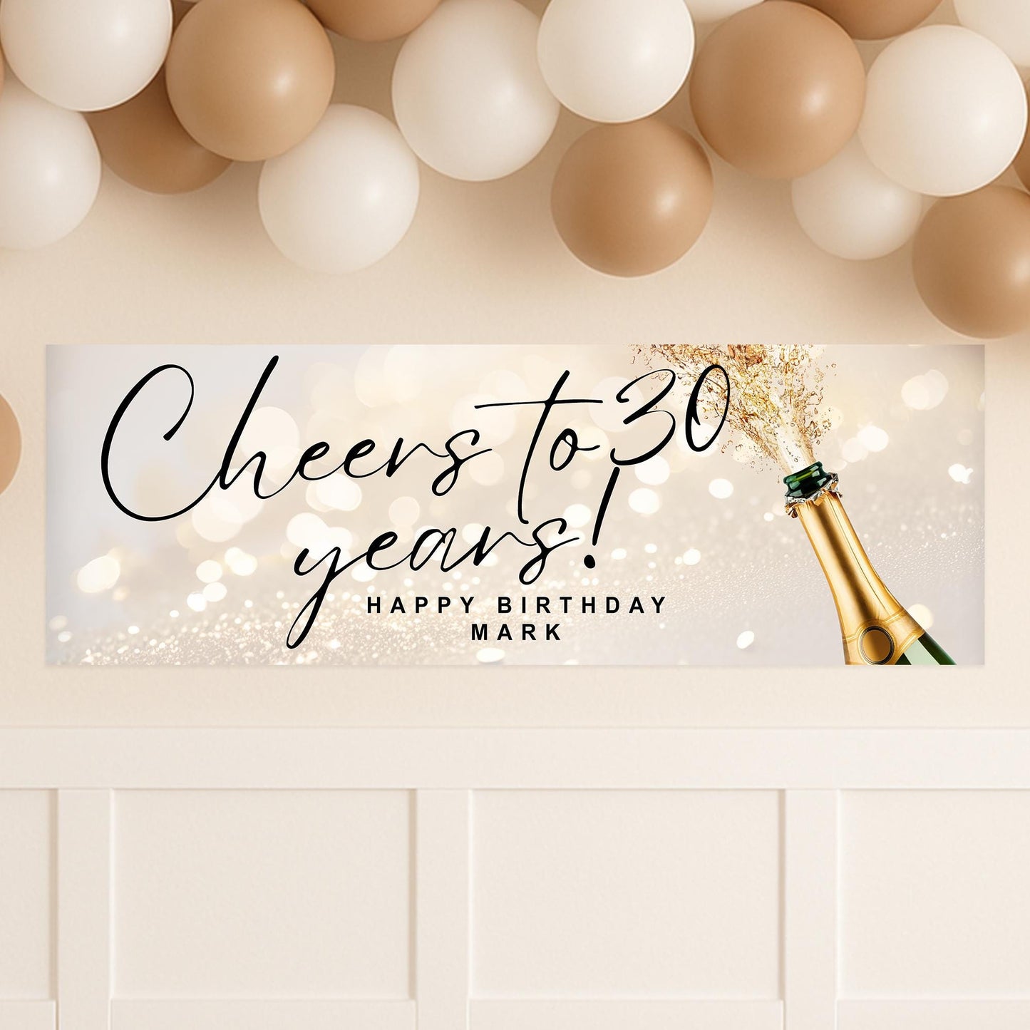 Personalised Birthday Banner  Cheers to Years Champagne Bottle Party Decor  Custom Name  Birthday Decoration, 18th, 21st, 30th, 40th, 50th