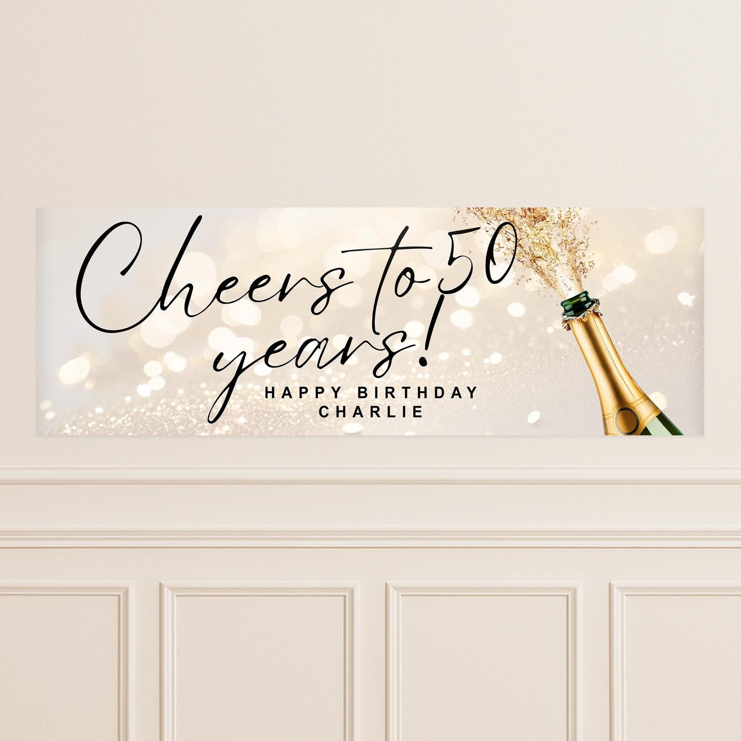 Personalised Birthday Banner  Cheers to Years Champagne Bottle Party Decor  Custom Name  Birthday Decoration, 18th, 21st, 30th, 40th, 50th