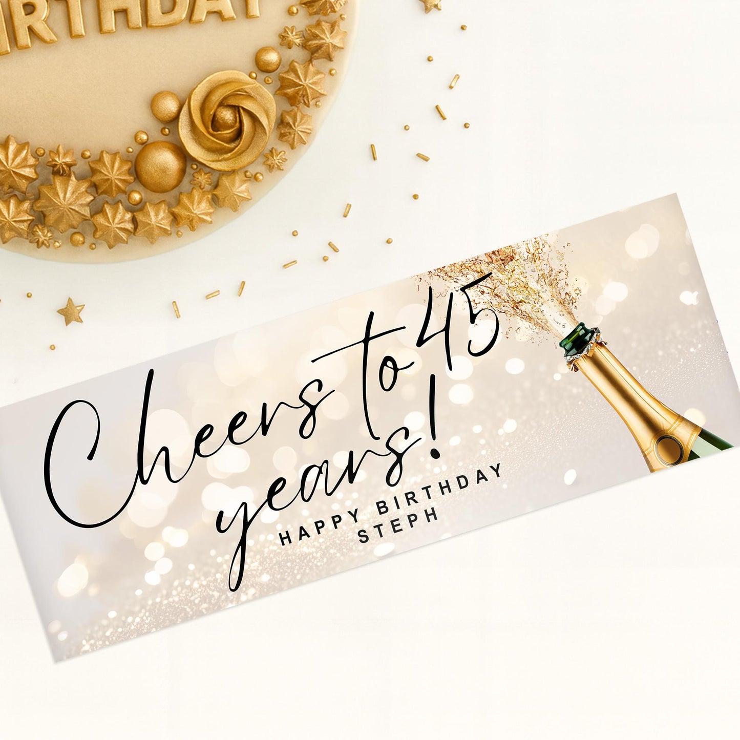 Personalised Birthday Banner  Cheers to Years Champagne Bottle Party Decor  Custom Name  Birthday Decoration, 18th, 21st, 30th, 40th, 50th