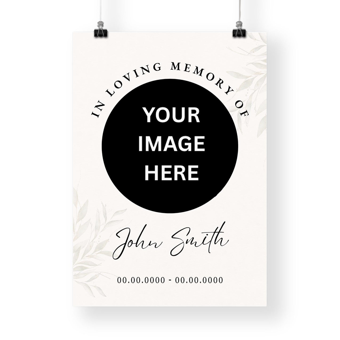 Personalised Funeral Welcome Sign  01: In Loving Memory Photo Poster  Custom Memorial Print for Celebration of Life or Wake  A3 & A2