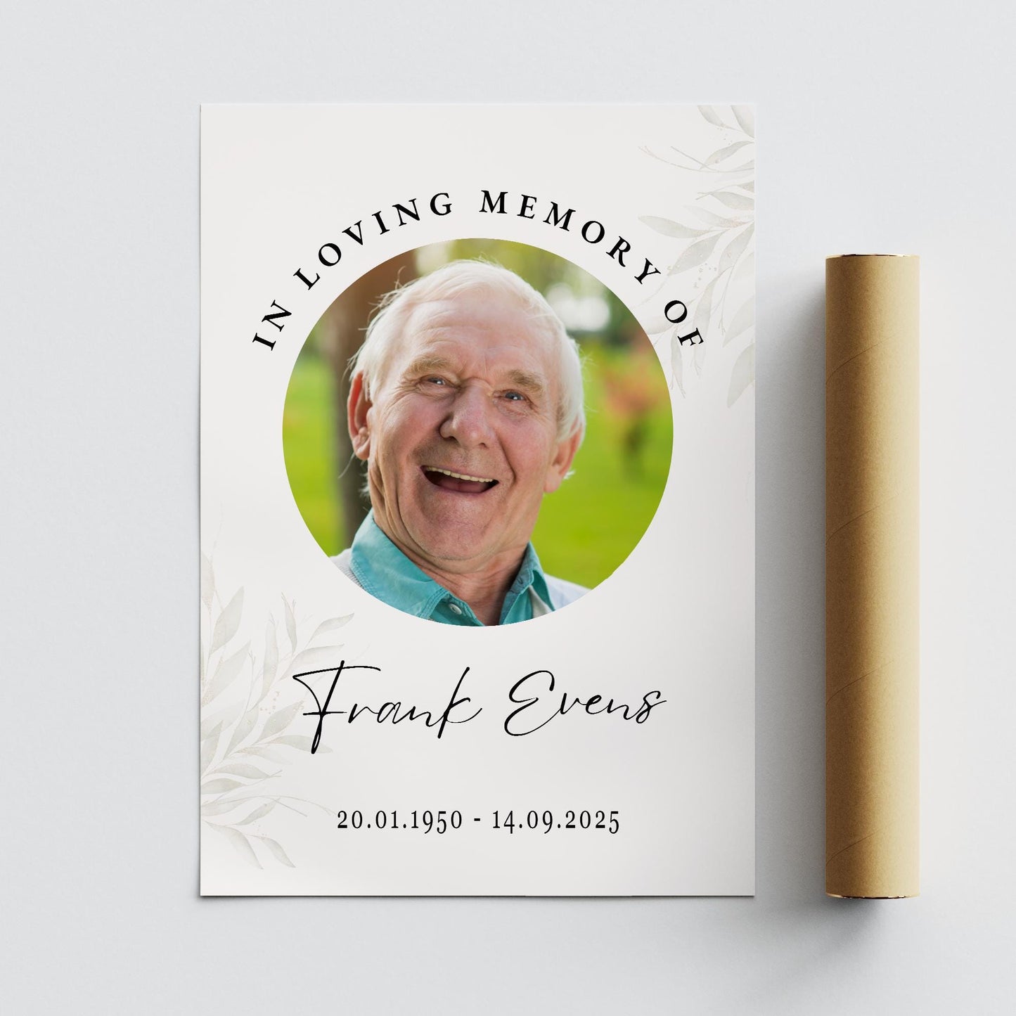 Personalised Funeral Welcome Sign  01: In Loving Memory Photo Poster  Custom Memorial Print for Celebration of Life or Wake  A3 & A2