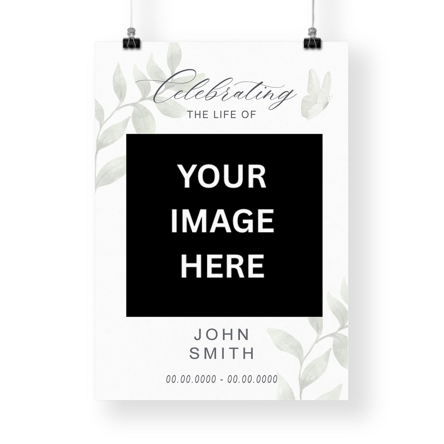 Personalised Funeral Sign  03: Custom Photo Print for Wake  Celebration of Life Poster  Modern Minimal Photo Memorial Print  A3 & A2