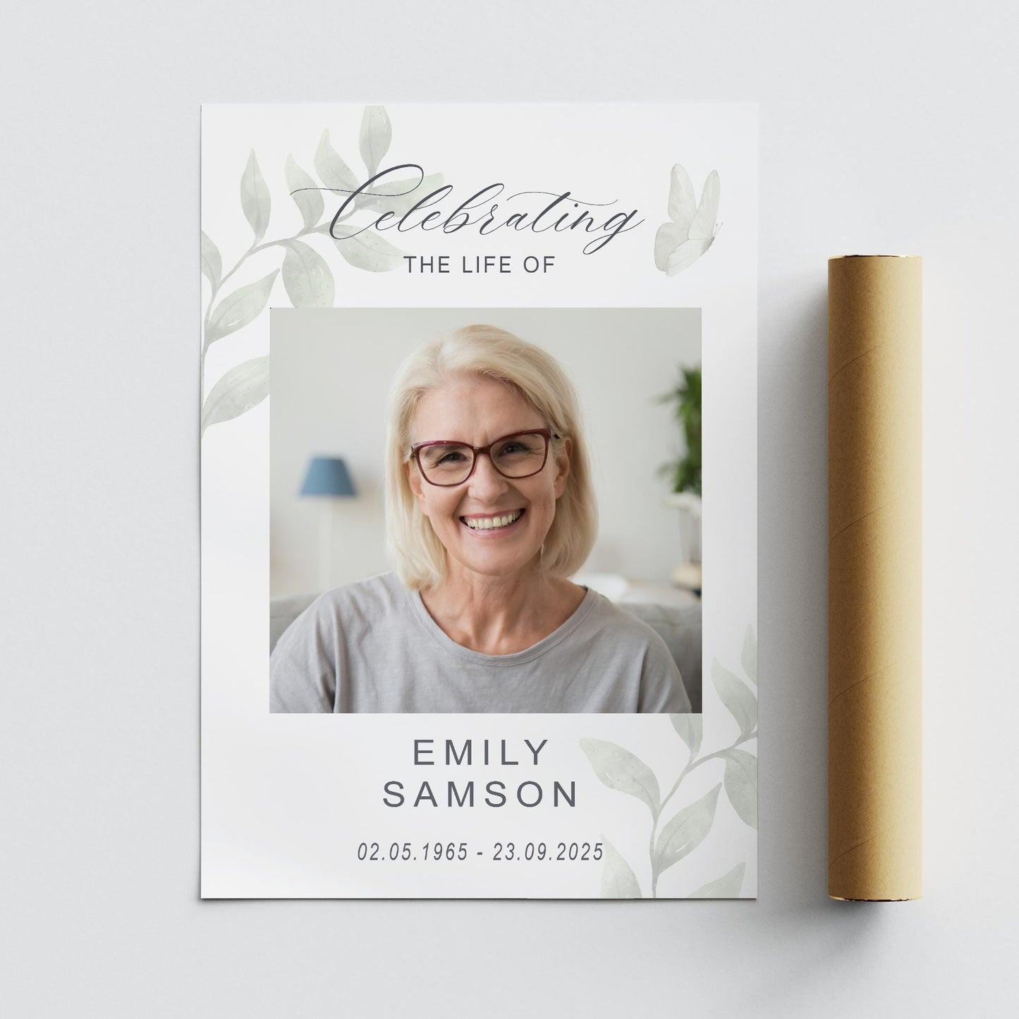 Personalised Funeral Sign – 03: Custom Photo Print for Wake – Celebration of Life Poster – Modern Minimal Photo Memorial Print – A3 & A2