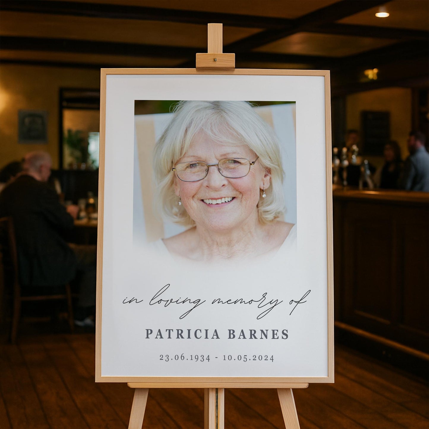 Personalised Funeral Photo Sign  04: In Loving Memory Photo Poster  Soft Minimal Memorial Print for Wake or Celebration of Life  A3 & A2