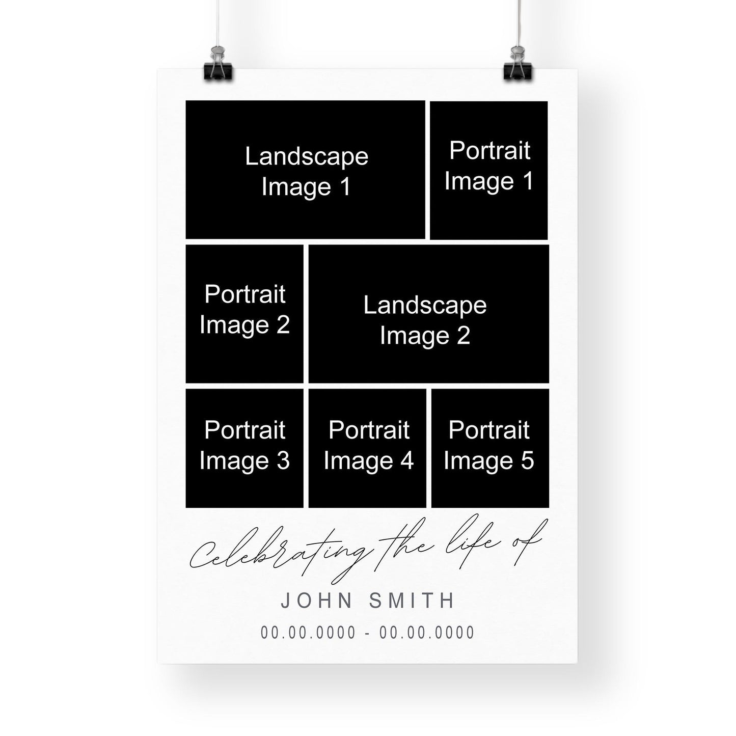 Personalised Funeral Sign  05: Custom Photo Print for Wake  Celebration of Life Collage Poster  Custom Memorial Picture Print  A3 & A2