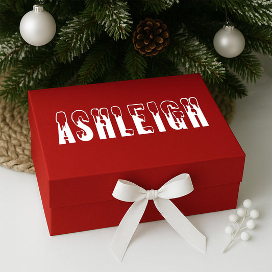 Personalised Christmas Name Sticker - Font 2: Custom Label for Christmas Boxes, Stockings & Tags | Snow Font Design | Festive Vinyl Decal