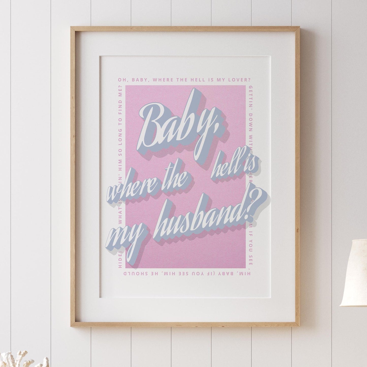 Lyric Inspired Print  Where The Hell Is My Husband 02: Music Poster | Typography Print | Song Quote Wall Art  A5A1 | Gift for Music Lover