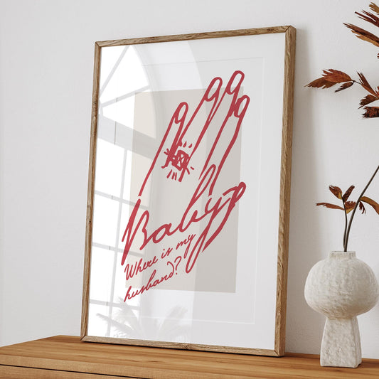 Lyric Quote Wall Print  Where The Hell Is My Husband 03: Music Inspired Poster | Typography Print | Minimal Line Illustration | Home Decor