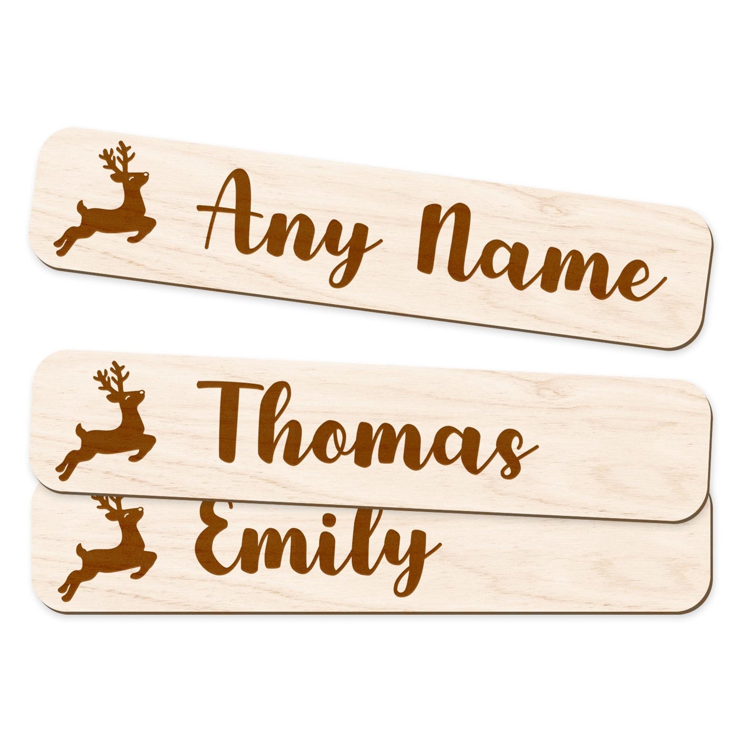 Personalised Bookmark - Reindeer Jumping: Custom Name Wooden Christmas Book Lover Gift   Present for Readers, Stocking Filler, Secret Santa