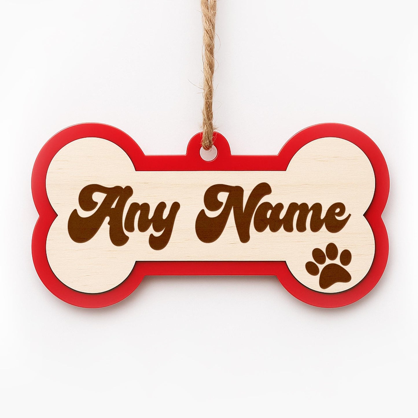 Personalised Dog Bone - Layered Bauble 1: Custom Pet Name Christmas Tree Decoration  Dog's First Christmas Ornament  Dog Gift Keepsake