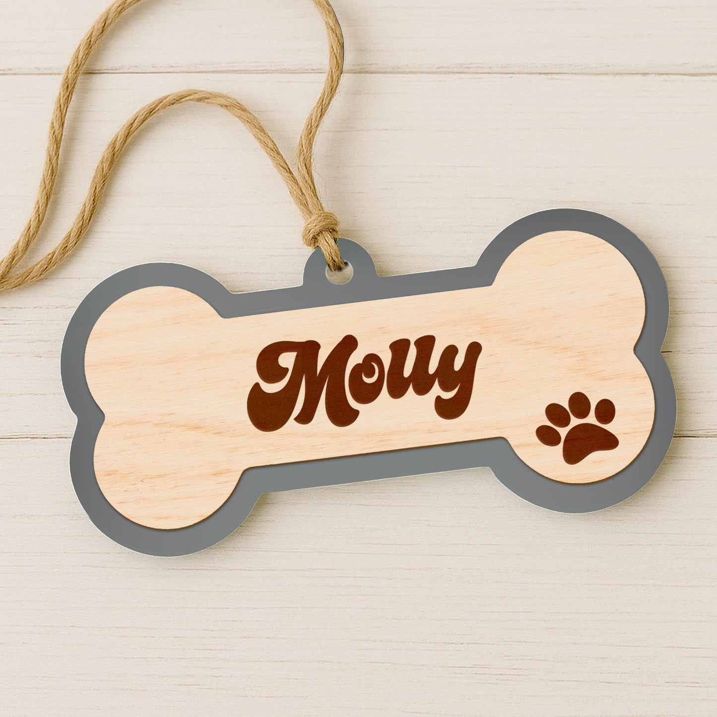Personalised Dog Bone - Layered Bauble 1: Custom Pet Name Christmas Tree Decoration  Dog's First Christmas Ornament  Dog Gift Keepsake