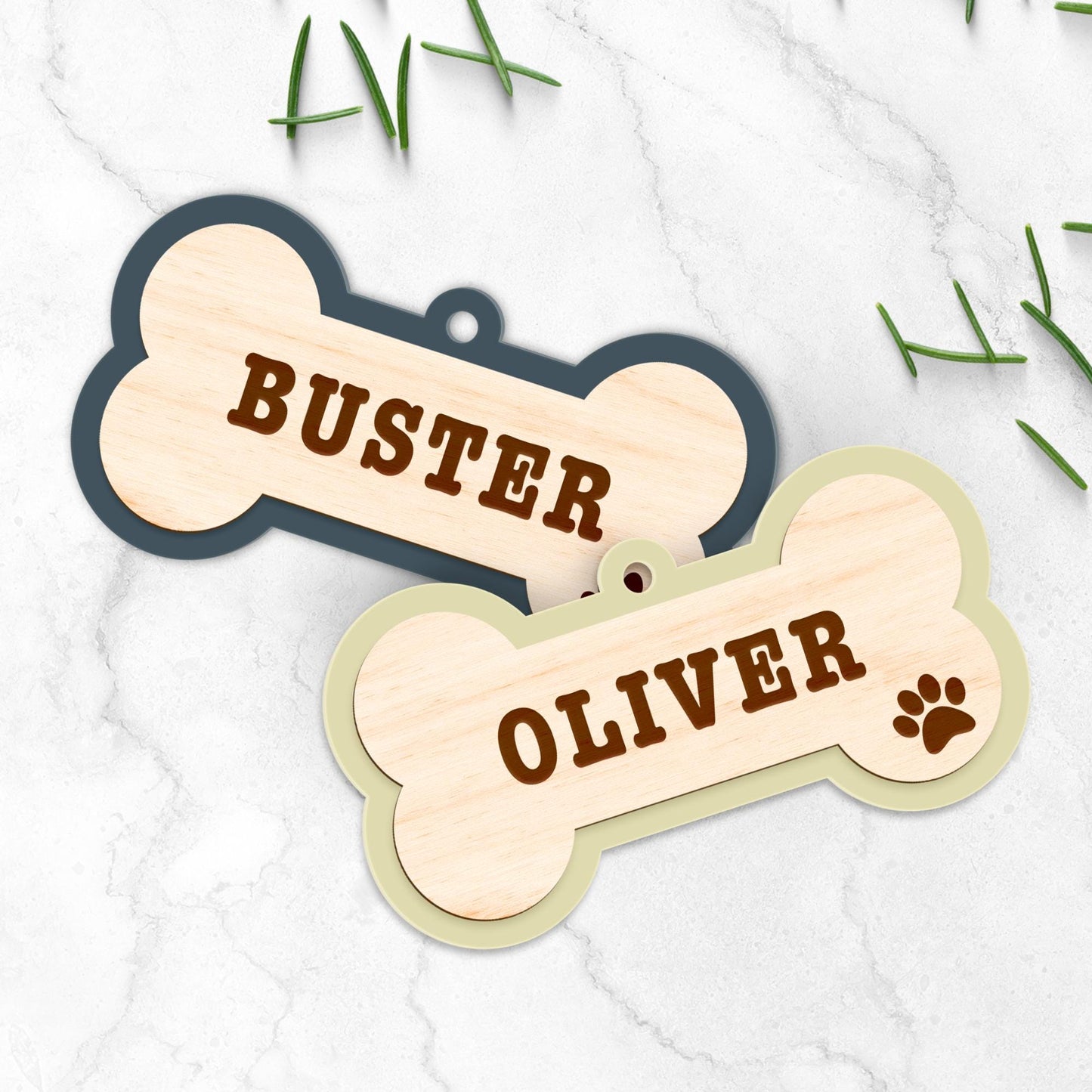 Personalised Dog Christmas Ornament  Dog Bone Layered Bauble 4: Custom Dog Name Xmas Tree Decoration  First Christmas Keepsake Gift