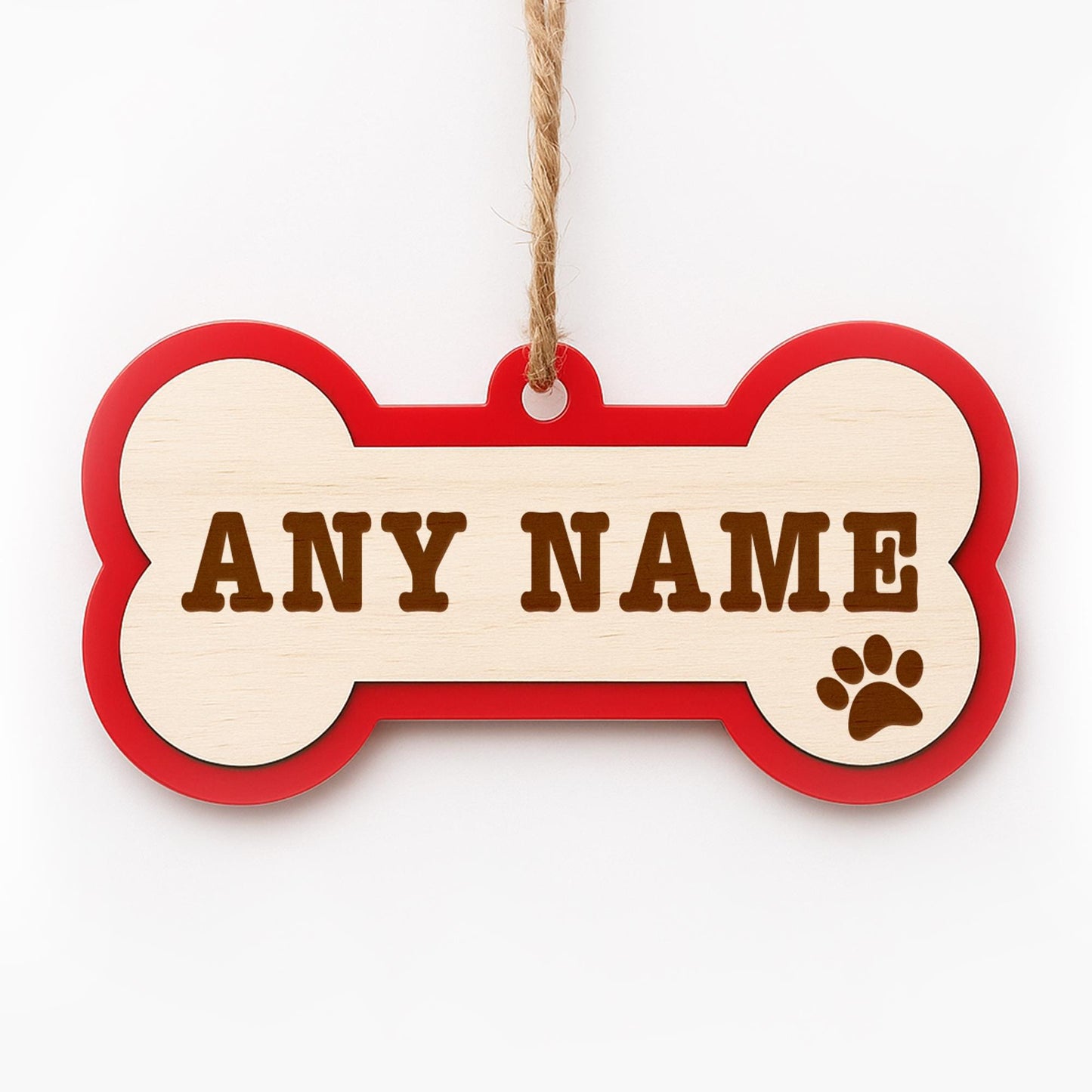 Personalised Dog Christmas Ornament  Dog Bone Layered Bauble 4: Custom Dog Name Xmas Tree Decoration  First Christmas Keepsake Gift