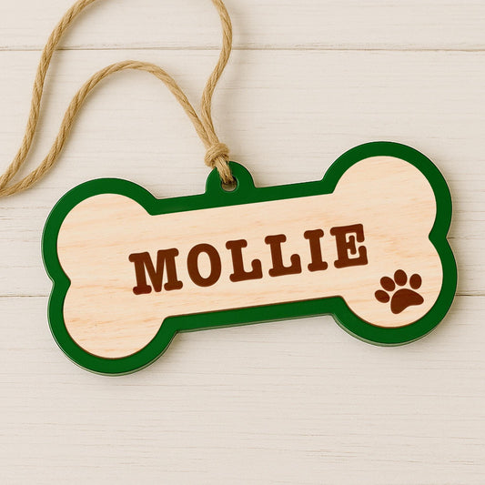 Personalised Dog Christmas Ornament  Dog Bone Layered Bauble 4: Custom Dog Name Xmas Tree Decoration  First Christmas Keepsake Gift