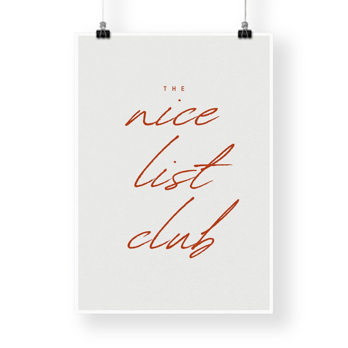 Minimal Christmas Poster  "The Nice List Club" Script Print 05 | Elegant Xmas Wall Art | Festive Typography Print | Seasonal Home Decor