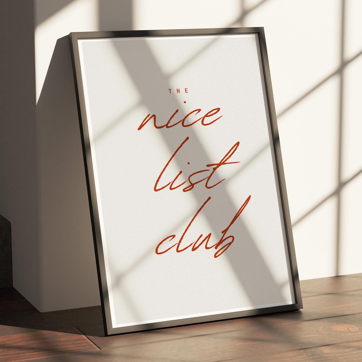 Minimal Christmas Poster  "The Nice List Club" Script Print 05 | Elegant Xmas Wall Art | Festive Typography Print | Seasonal Home Decor