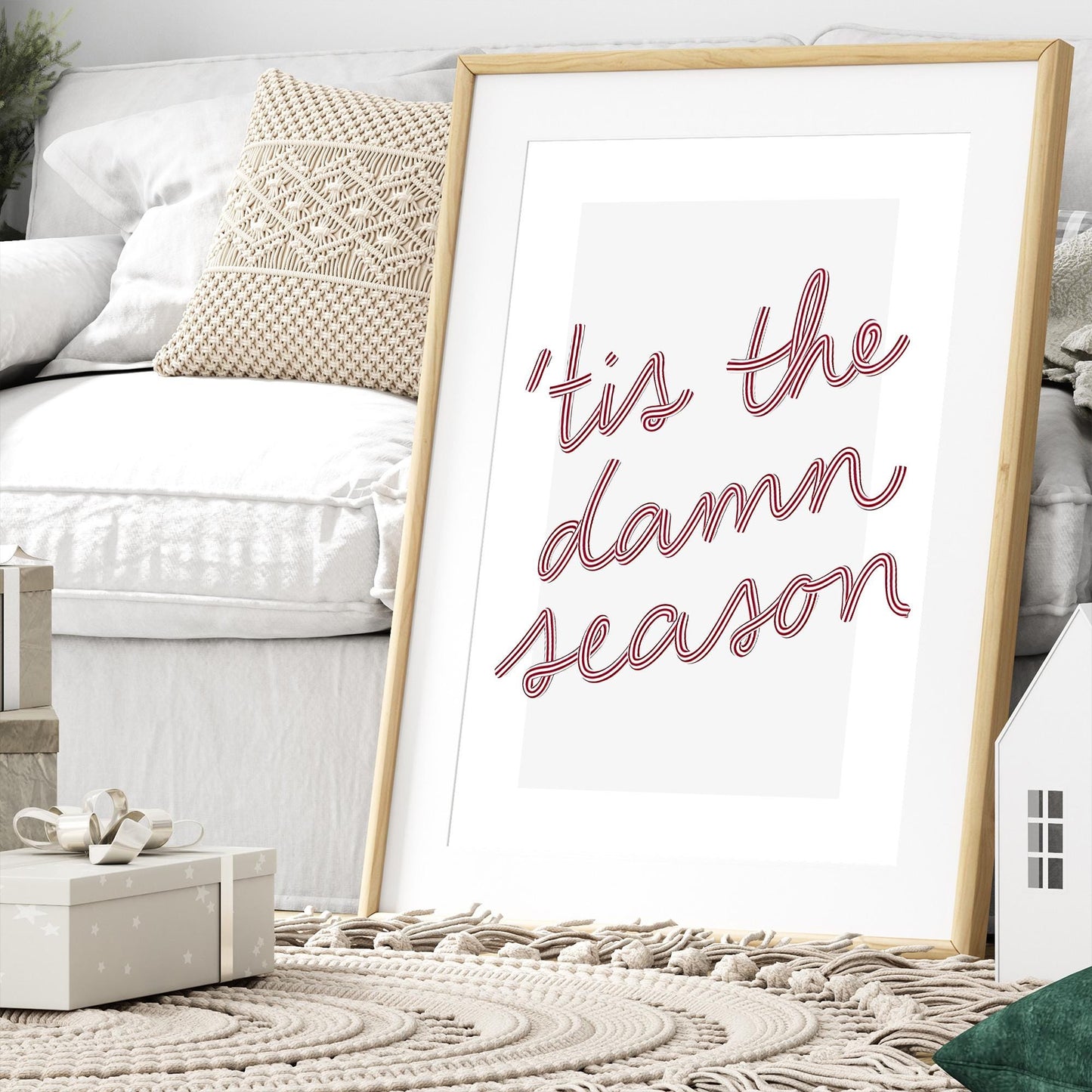 Minimal Lyric-Inspired Poster  "Tis The Damn Season" Print 02 | Christmas Poster | Xmas Typography Print | Seasonal Home Decor