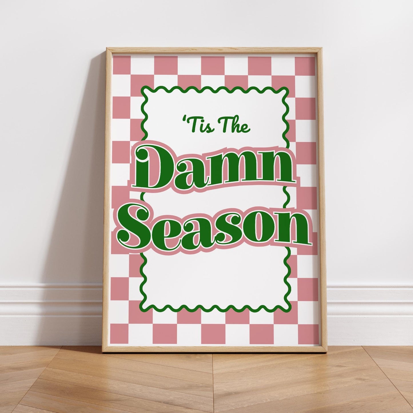 Retro Xmas Print  "Tis The Damn Season" Lyric-Inspired Poster 03 | Festive Wall Art | Christmas Typography Poster | Seasonal Home Decor