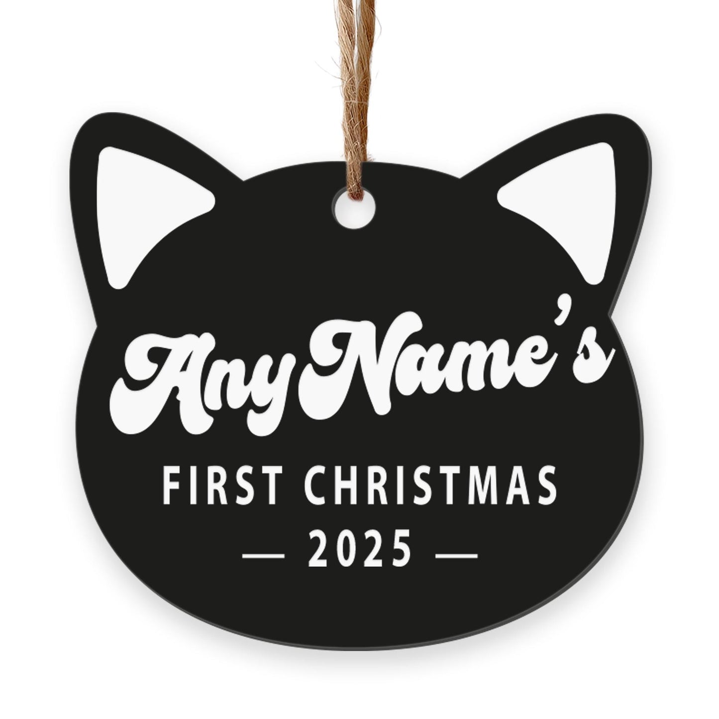 Personalised Cat First Christmas Bauble  Custom Cat Head Ornament | Xmas Tree Decoration with Name & Year | Kittens First Christmas Gift