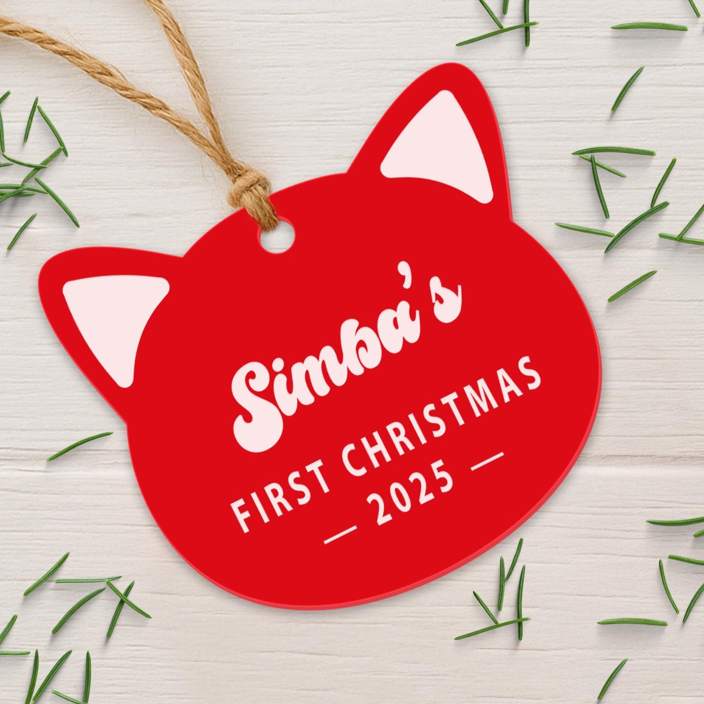 Personalised Cat First Christmas Bauble  Custom Cat Head Ornament | Xmas Tree Decoration with Name & Year | Kittens First Christmas Gift