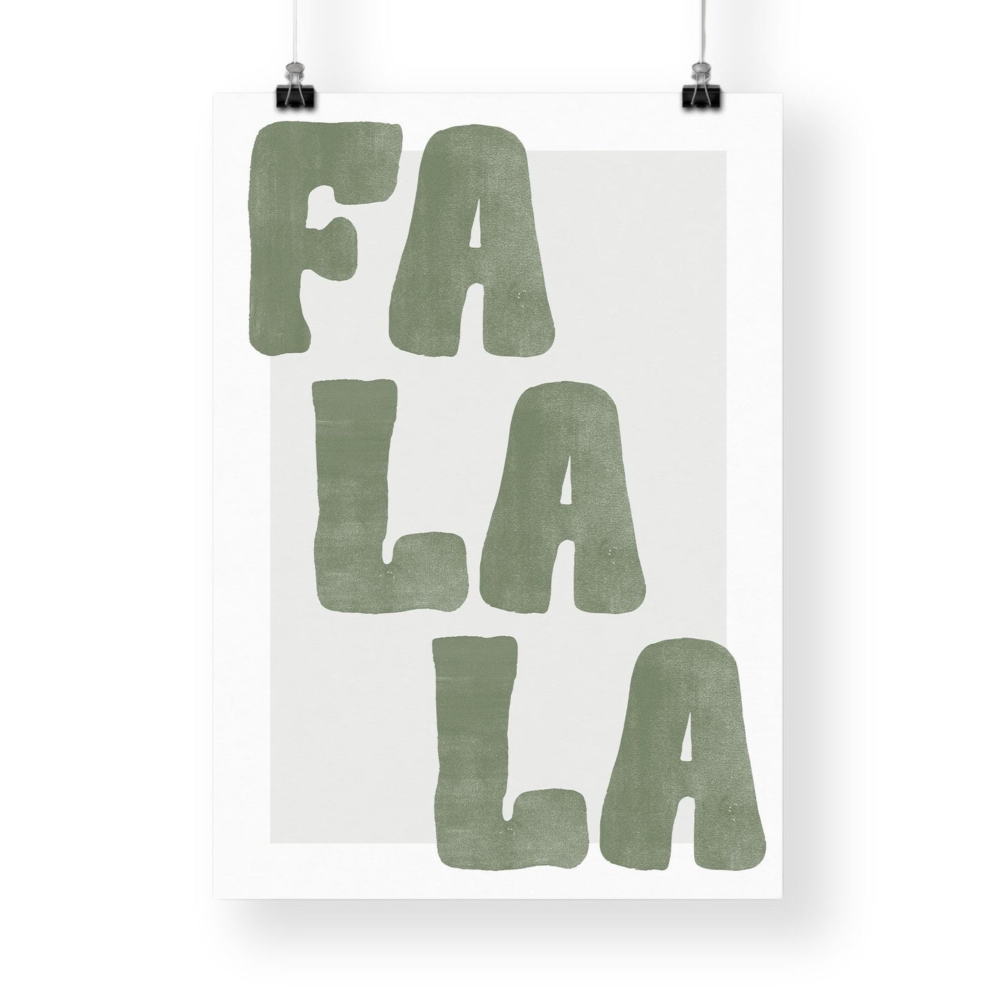 Green Christmas Print  Fa La La Poster  Modern Xmas Typography Wall Art  Minimal Festive Quote Decoration | Seasonal Home Decor