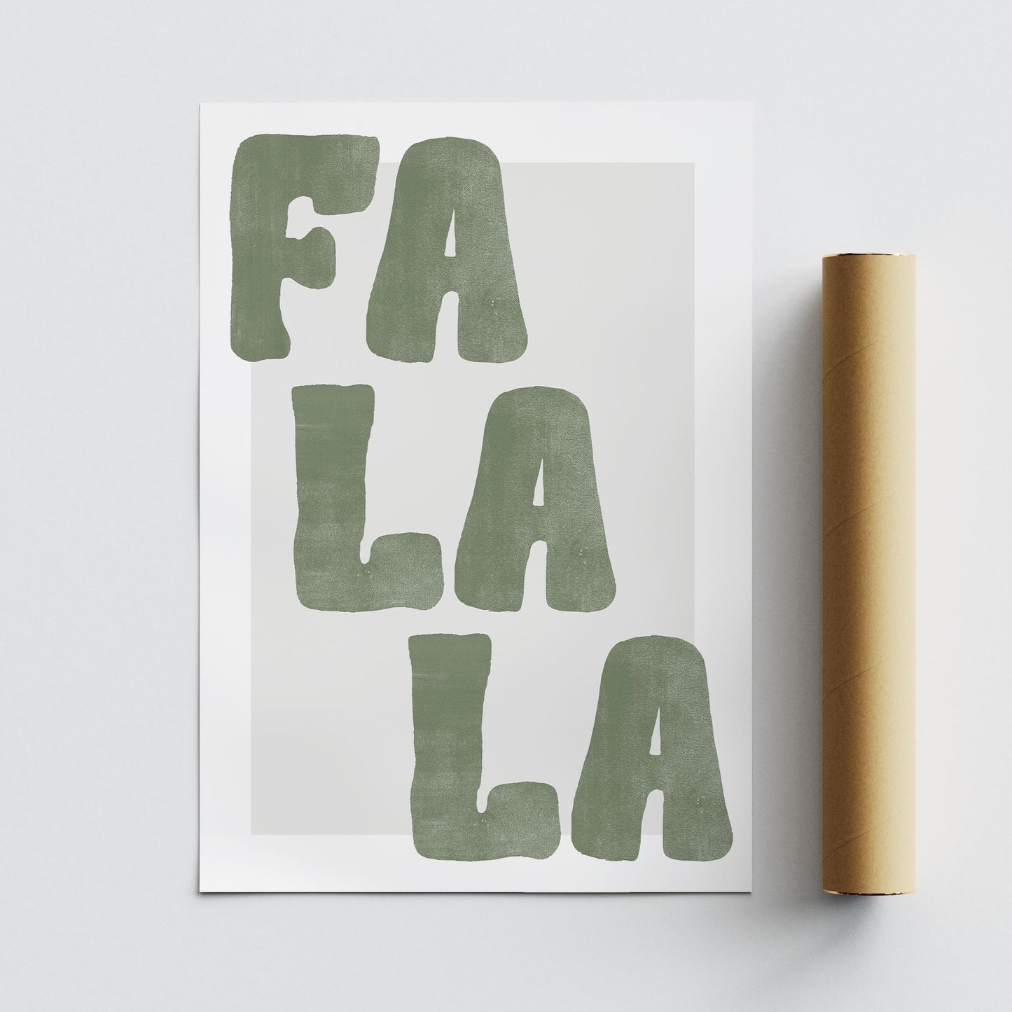 Green Christmas Print  Fa La La Poster  Modern Xmas Typography Wall Art  Minimal Festive Quote Decoration | Seasonal Home Decor