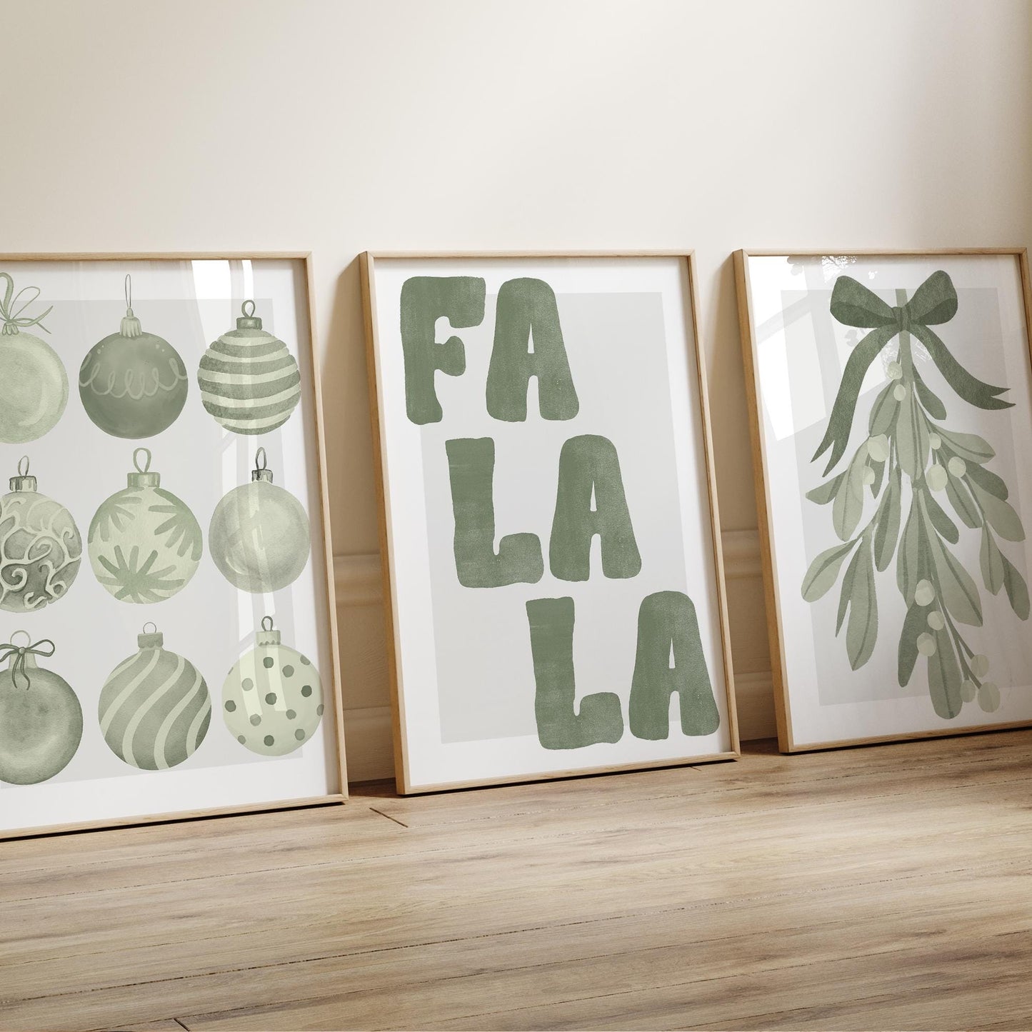 Green Christmas Print  Fa La La Poster  Modern Xmas Typography Wall Art  Minimal Festive Quote Decoration | Seasonal Home Decor
