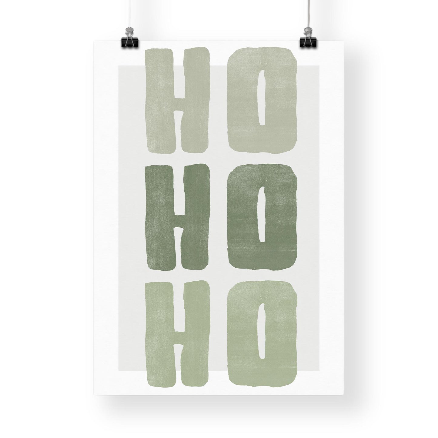 Green Christmas Print  Ho Ho Ho Poster  Modern Xmas Typography Wall Art  Minimal Festive Quote Decoration | Seasonal Home Decor