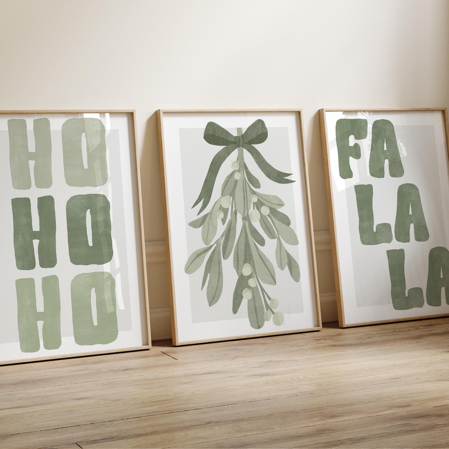 Cosy Christmas Print  Green Christmas Mistletoe Poster  Botanical Xmas Wall Art  Watercolour Festive Decoration | Seasonal Home Decor