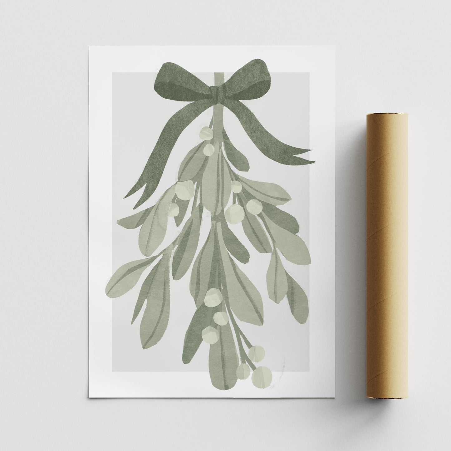 Cosy Christmas Print  Green Christmas Mistletoe Poster  Botanical Xmas Wall Art  Watercolour Festive Decoration | Seasonal Home Decor