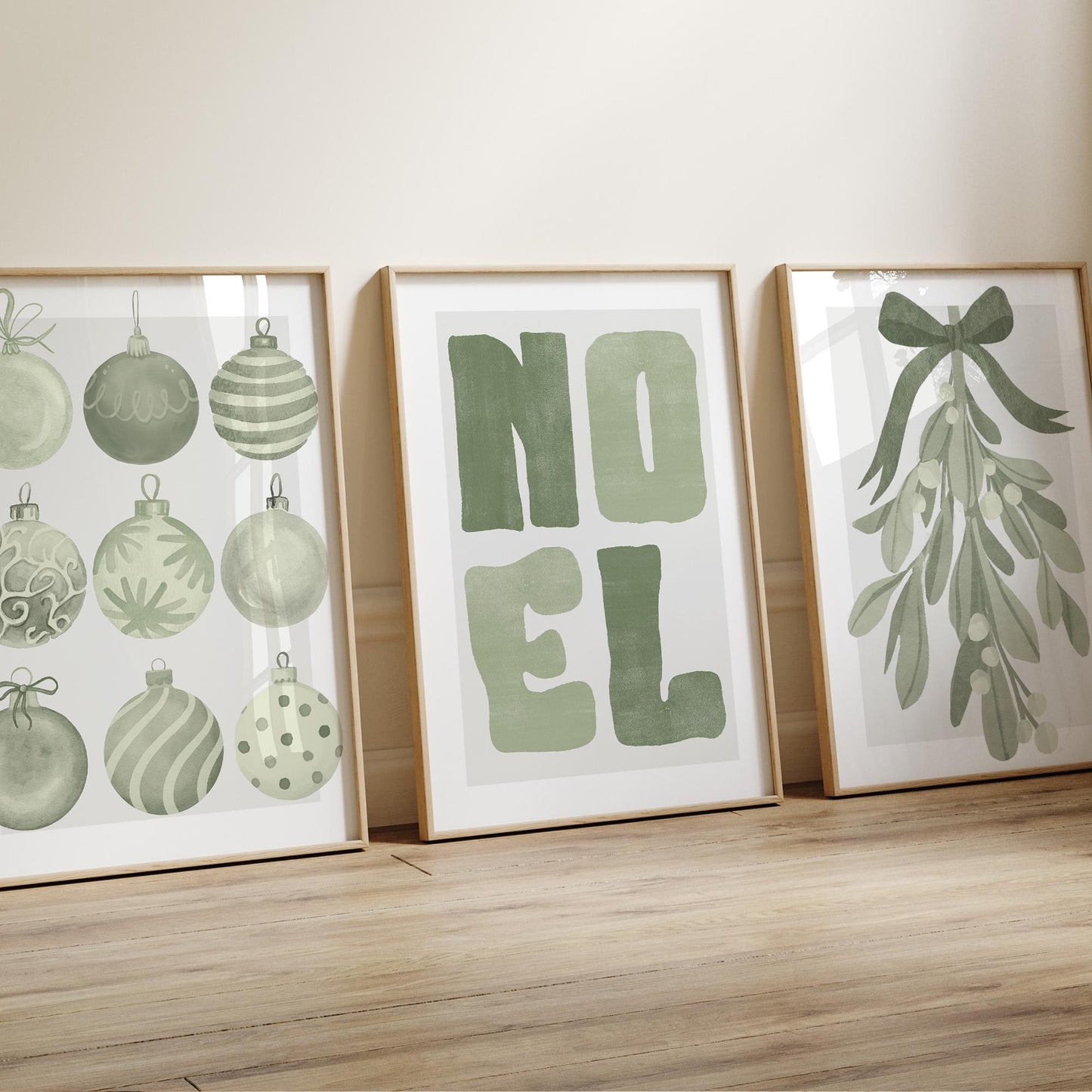 Christmas Typography Wall Art  Green Christmas Noel Print  Minimal Modern Holiday Poster  Festive Decoration | Seasonal Home Decor