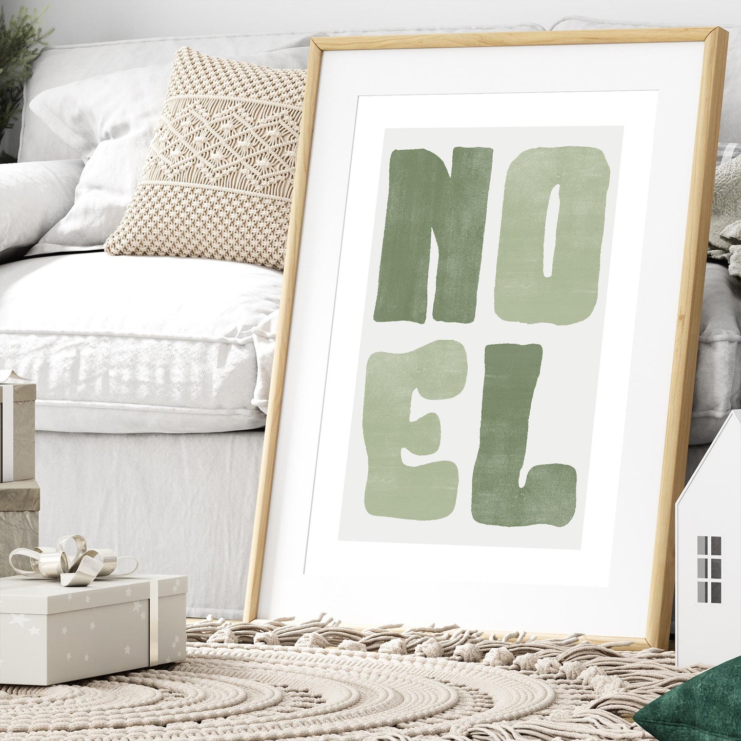 Christmas Typography Wall Art  Green Christmas Noel Print  Minimal Modern Holiday Poster  Festive Decoration | Seasonal Home Decor