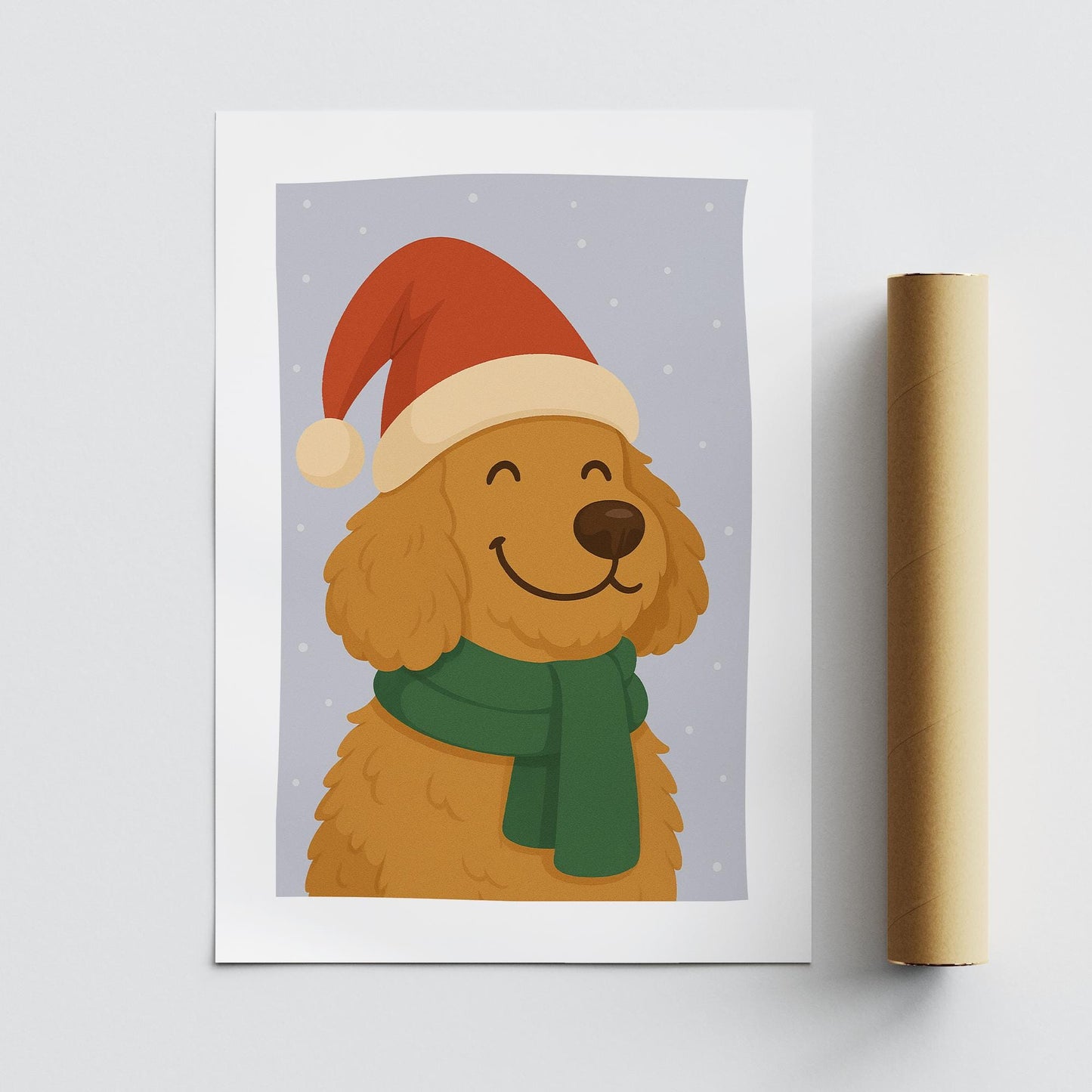 Christmas Dog Wall Art  Cockapoo in Santa Hat Print  Festive Xmas Pet Poster  Cute Christmas Seasonal Home Decor  Gift For Dog Lover