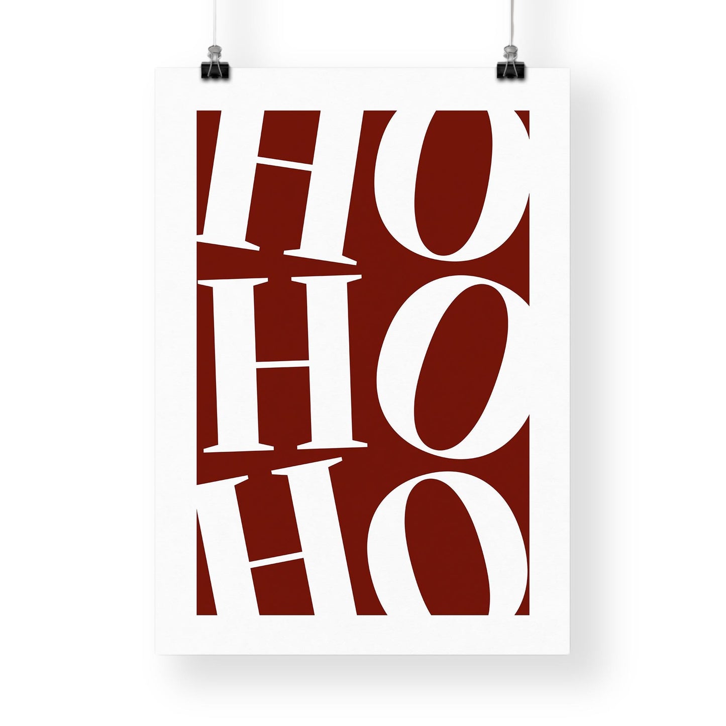 Ho Ho Ho Christmas Wall Art  Minimal Red Typography Poster  Modern Festive Print for Gallery Wall   Seasonal Home Decor