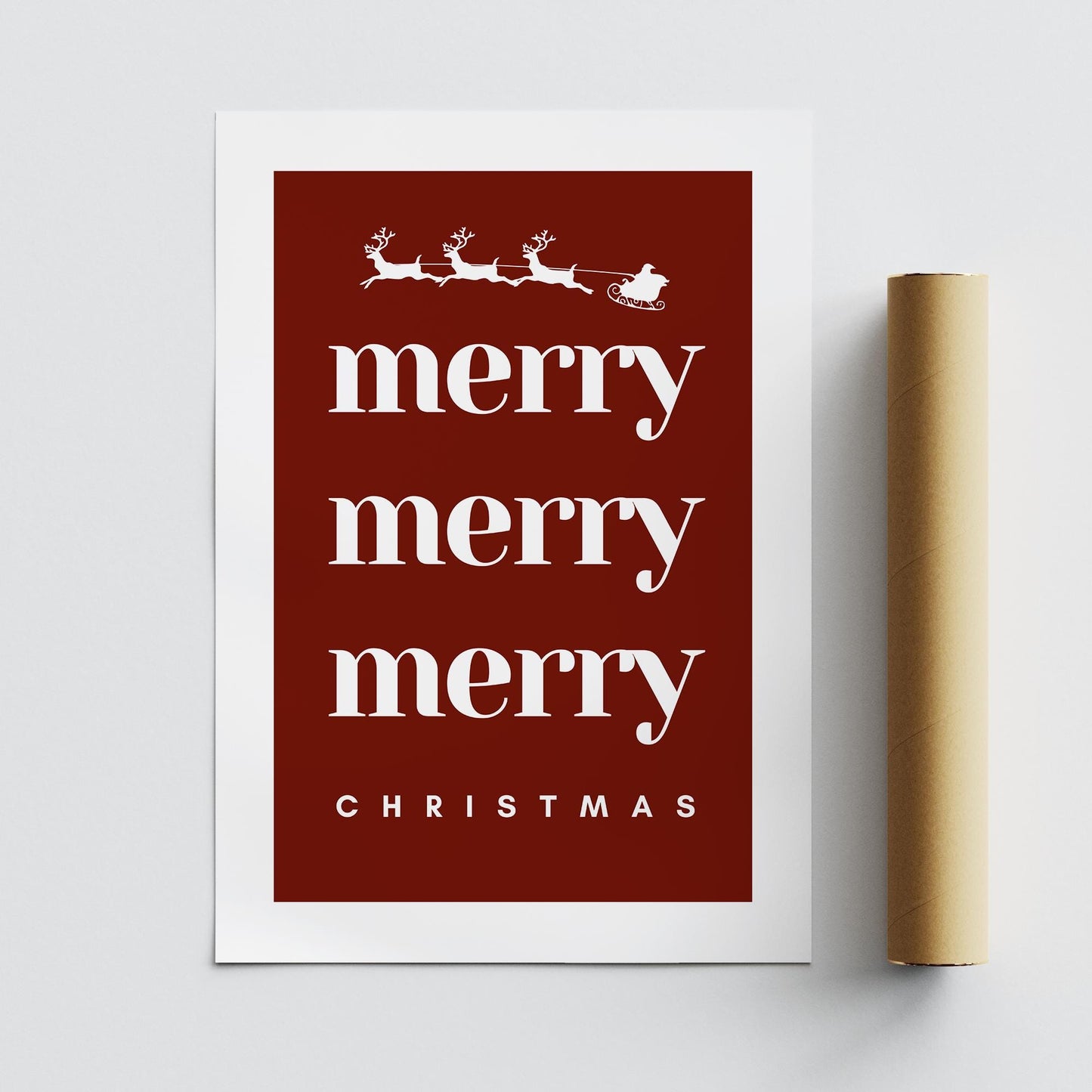 Merry Christmas Wall Art  Minimal Red Xmas Poster  Modern Typography Print for Festive Gallery Wall   Seasonal Home Decor