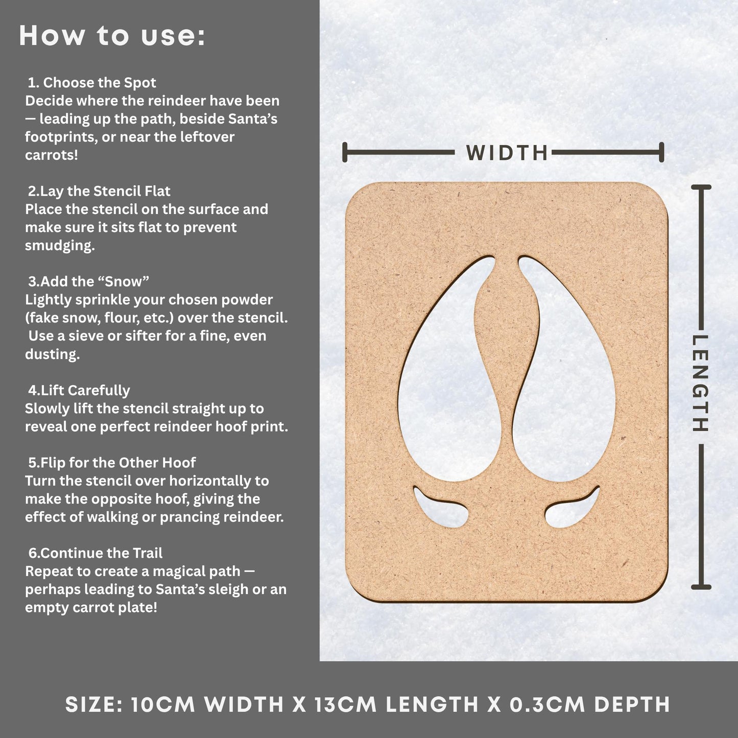 Reindeer Hoof Stencil  Reusable Reindeer Footprint Template for Fake Snow or Flour  Christmas Footprint Decoration for Christmas Morning