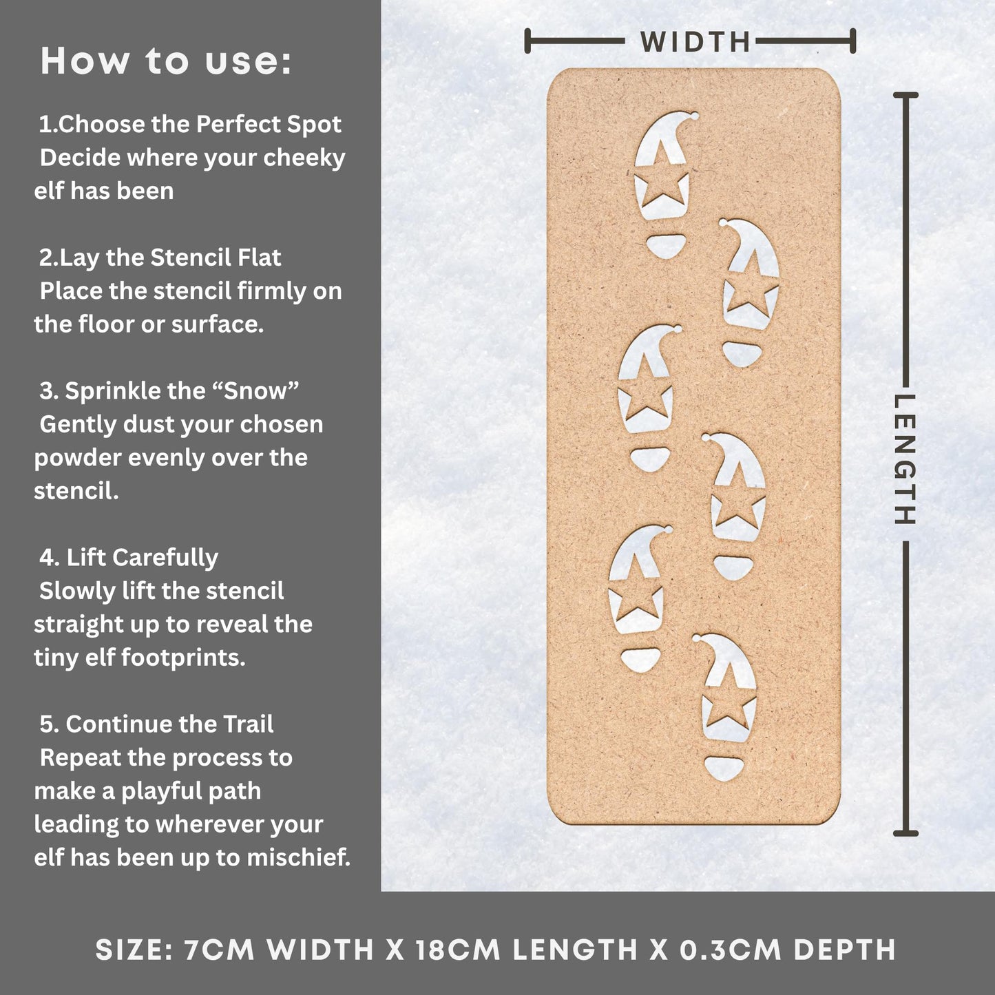 Elf Footprints Stencil for Snow  Tiny Elf Tracks  Reusable Christmas Decoration for Naughty Elf Scenes  Christmas Elf Footsteps Template