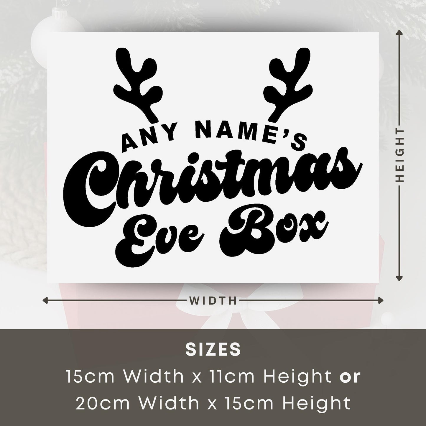 Personalised Christmas Eve Box Vinyl Sticker  Antlers: Custom Name Reindeer Antler Design | Christmas Box Decal | Kids Festive Tradition