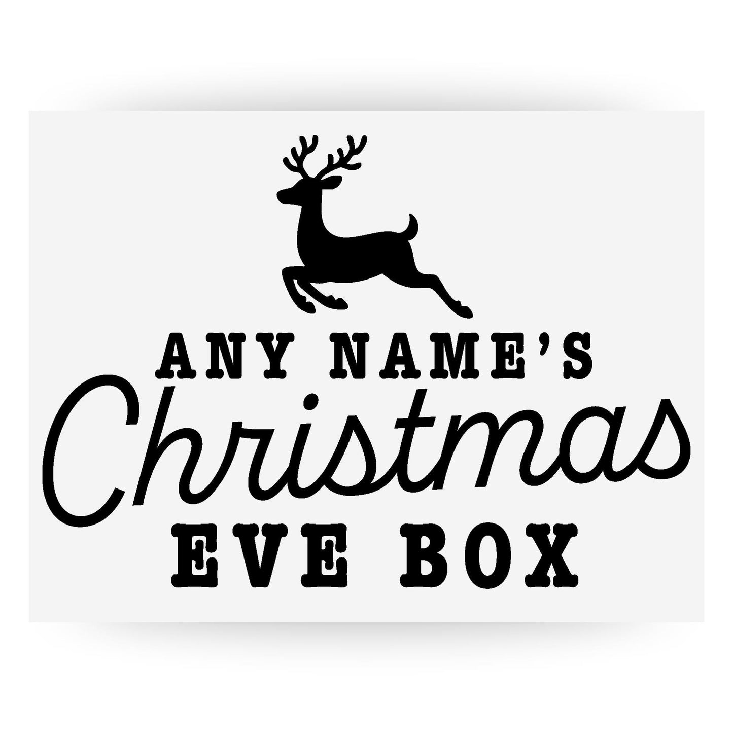 Personalised Christmas Eve Box Vinyl Sticker  Classic Reindeer Design | Custom Name Decal | Christmas Eve Gift Box Label | Xmas Tradition