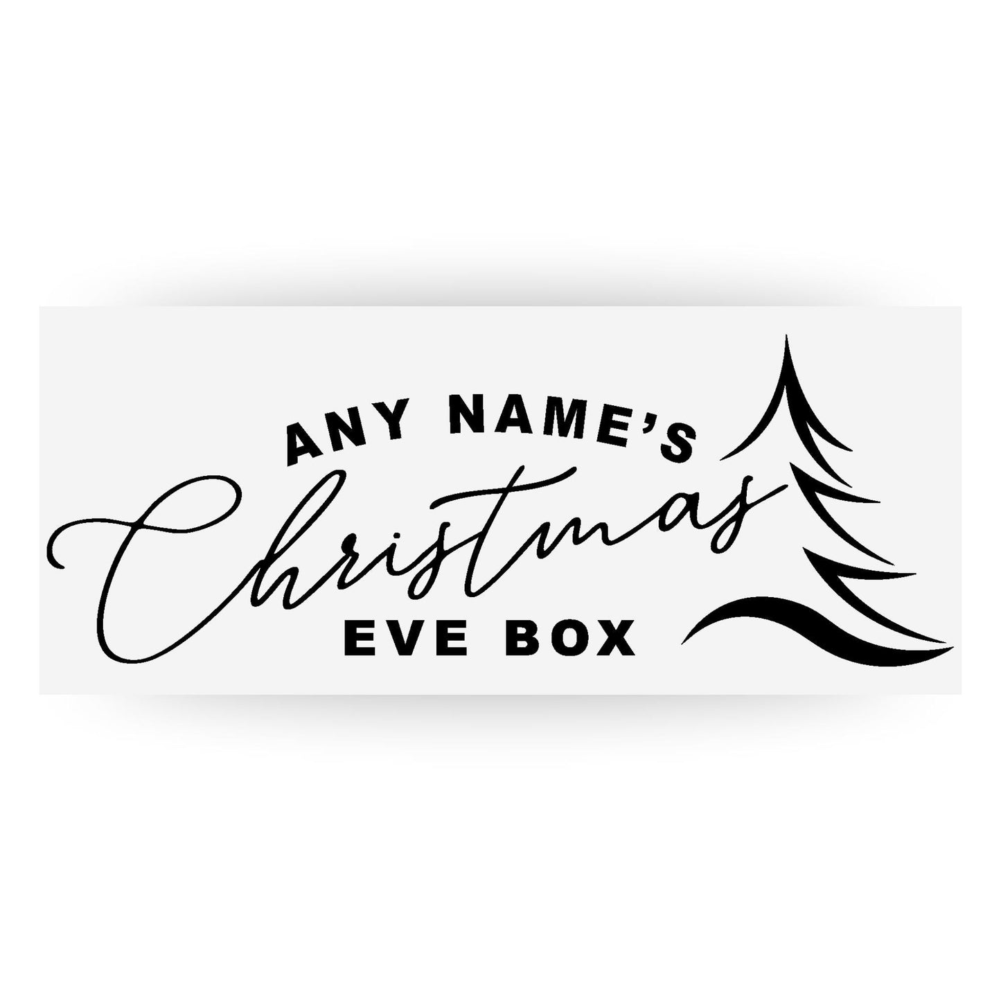 Personalised Christmas Eve Box Vinyl Sticker  Minimal Sleek Tree Design: Custom Name Vinyl Decal | Christmas Tradition Keepsake Box Label