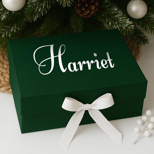 Personalised Christmas Script Name Sticker - Font 4: Festive Custom Name Label for Gift Boxes, Tags & Hampers | Elegant Christmas Font