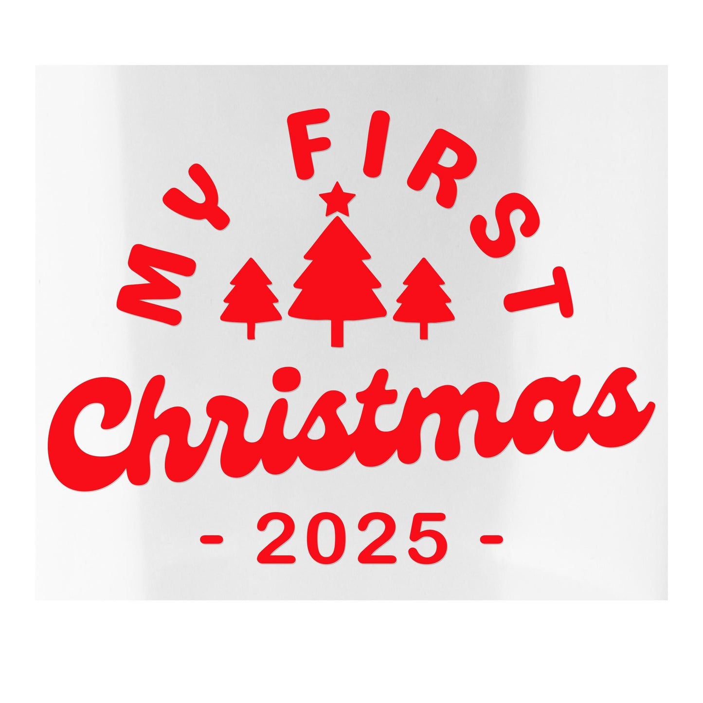 Personalised My First Christmas Iron On Transfer   3 Trees: Baby Bodysuit Vinyl Decal | Custom Year Iron On for Baby Grow, Bib or Sleepsuit