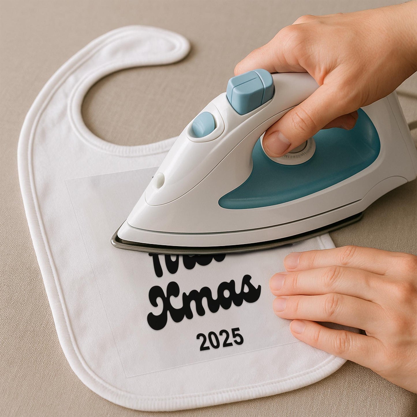 Custom My First Xmas Iron On Transfer  Christmas Tree Shape | Personalised Baby Grow Vinyl Decal | DIY Babys First Christmas Outfit