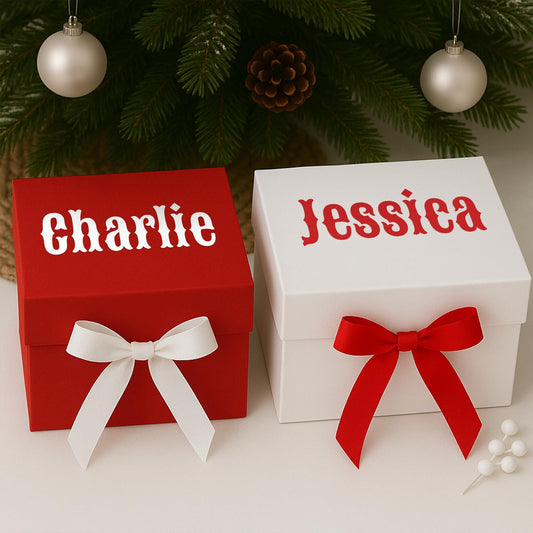 Personalised Christmas Name Sticker - Font 5: Vintage Festive Custom Name Label for Gift Boxes, Tags & Decorations | Bold Christmas Font