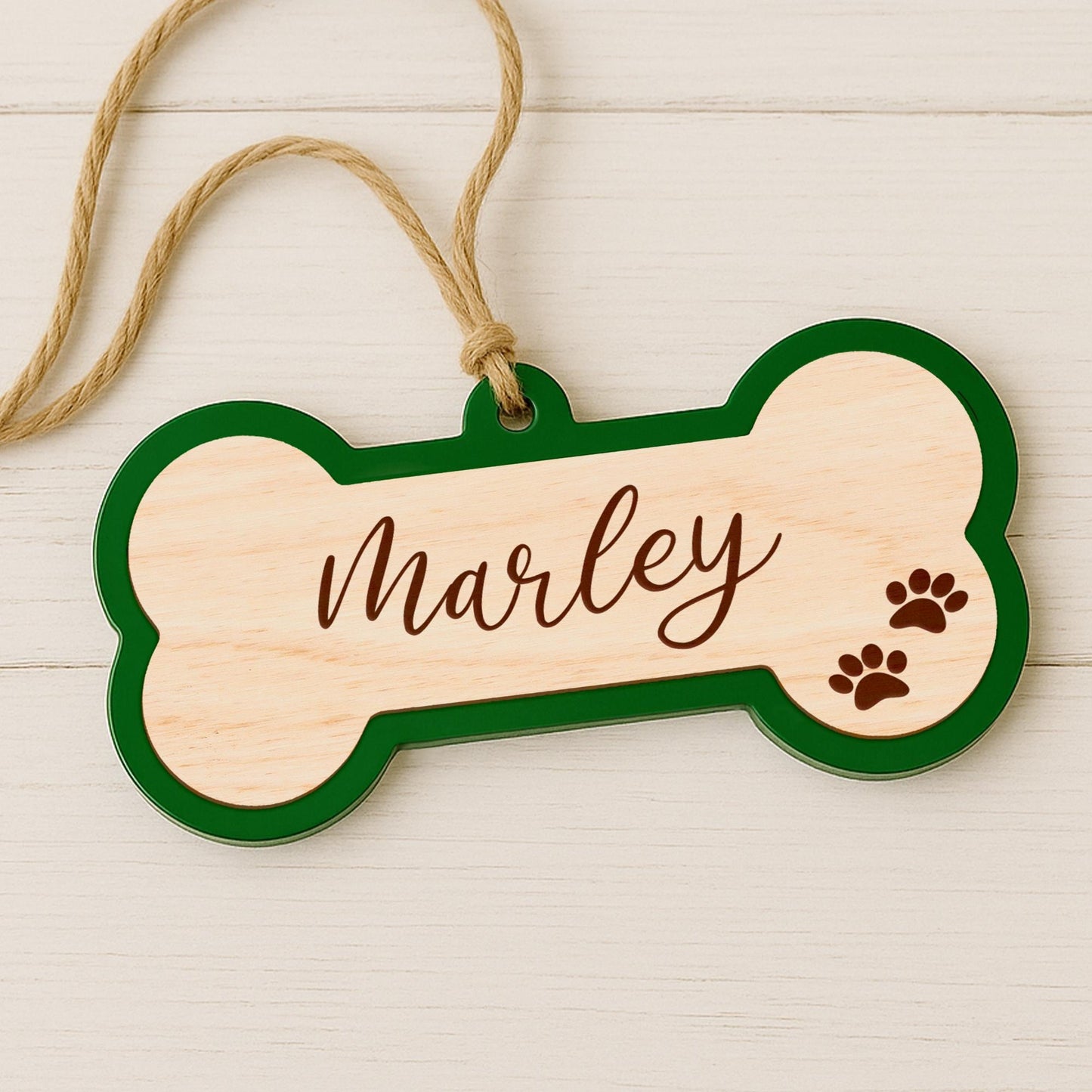 Personalised Dog Bone Christmas Ornament  Layered Bone 2: Custom Pet Name Decoration  Pet First Christmas Bauble Keepsake  Dog Lover Gift