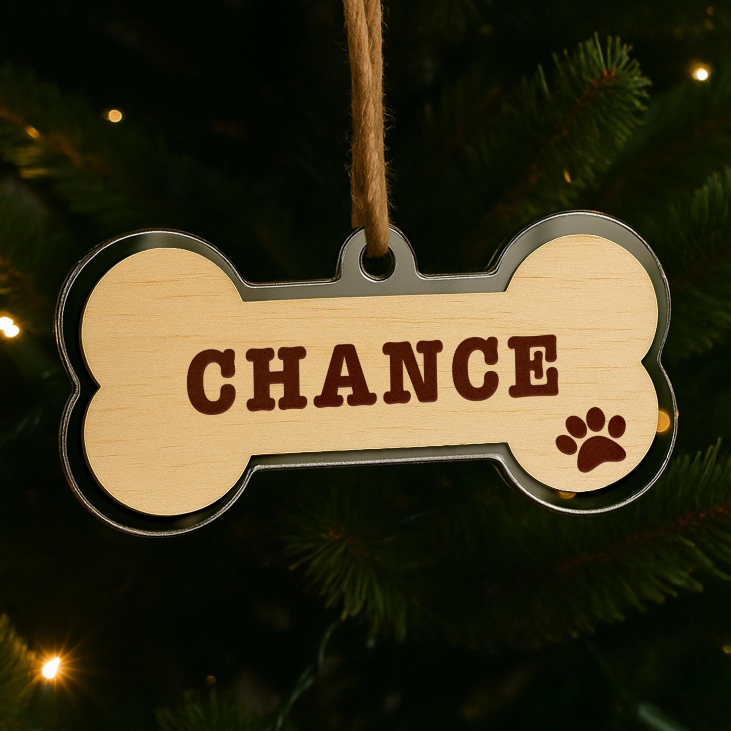 Personalised Dog Christmas Ornament  Dog Bone Layered Bauble 4: Custom Dog Name Xmas Tree Decoration  First Christmas Keepsake Gift