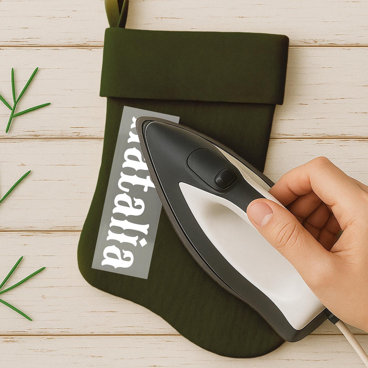 Personalised Christmas Name Iron On Sticker  Font 5 | Vintage Retro Custom Heat Transfer Vinyl for Christmas Stockings, Santa Sacks & Gifts