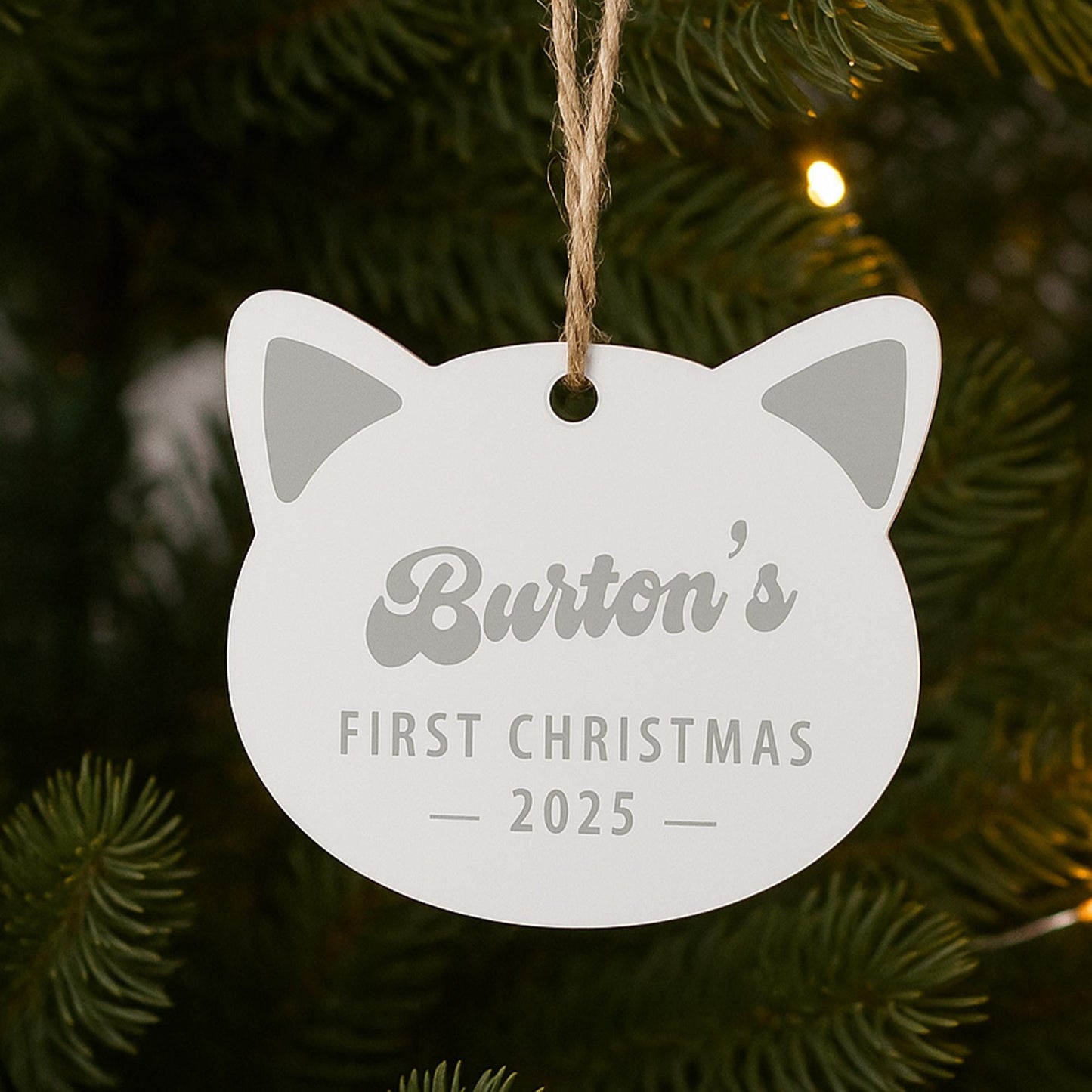 Personalised Cat First Christmas Bauble  Custom Cat Head Ornament | Xmas Tree Decoration with Name & Year | Kittens First Christmas Gift